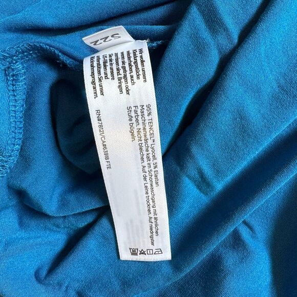 NWOT Eileen Fisher Mock Neck Tie Waist Sleeveless Knee Length Dress Marine Blue - Picture 9 of 12